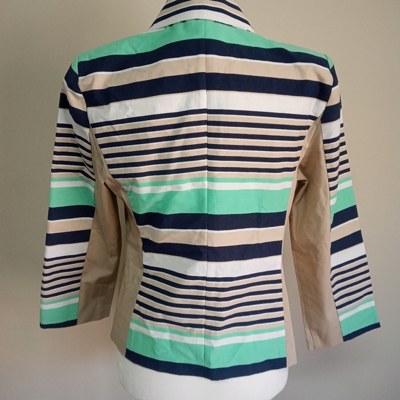 Laundry by Shelli Segal Striped Blazer Blue Green - Picture 6 of 10